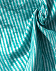 Sea-Green Silver Stripes Chanderi Fabric - Charkha TalesSea-Green Silver Stripes Chanderi Fabric