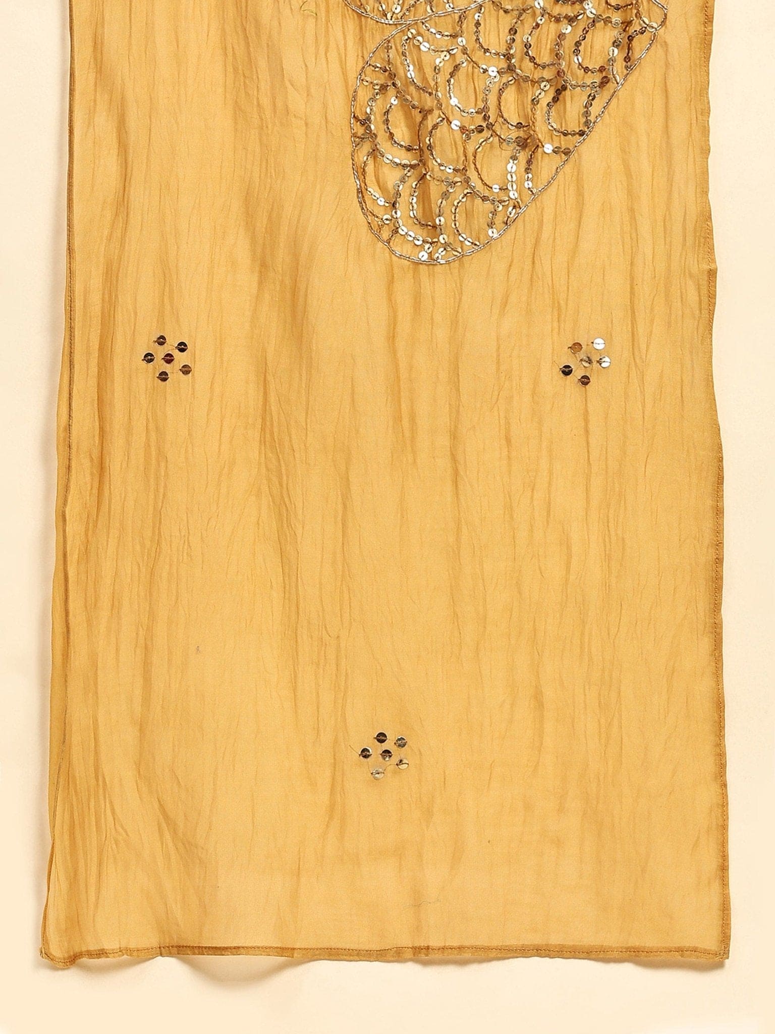 Sequin Chanderi Kurta Set - Mustured - Charkha TalesSequin Chanderi Kurta Set - Mustured