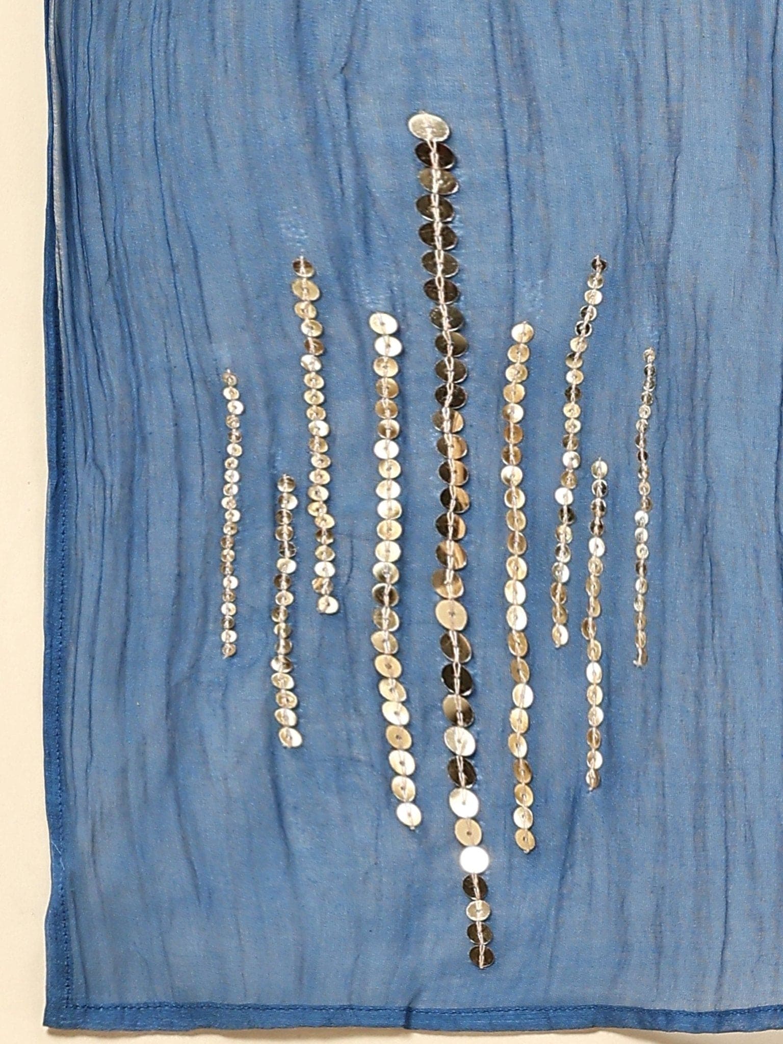 Sequin Work Chanderi Kurta Set - Ink Blue - Charkha TalesSequin Work Chanderi Kurta Set - Ink Blue