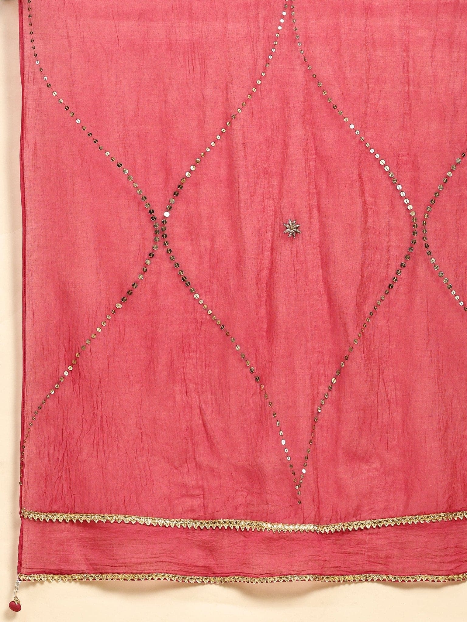 Sequin Work Chanderi Kurta Set - Maroon - Charkha TalesSequin Work Chanderi Kurta Set - Maroon