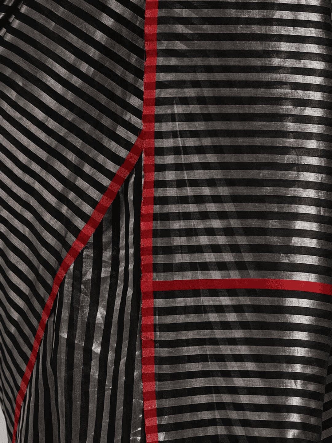 Silk Chanderi Saree - Black - Charkha TalesSilk Chanderi Saree - Black