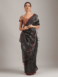Silk Chanderi Saree - Black