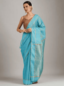 Silk Chanderi Saree  --   Blue