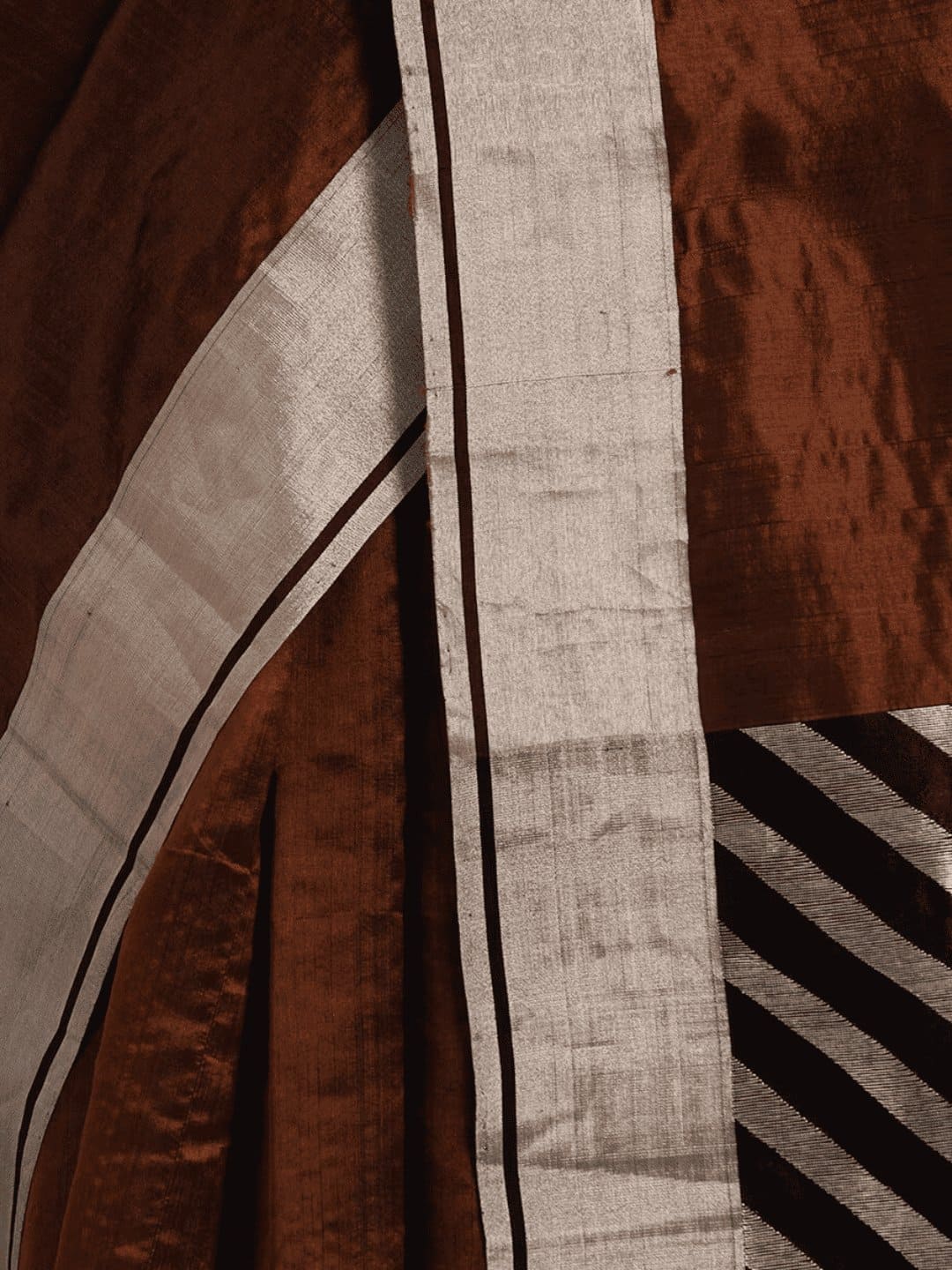 Silk Chanderi Saree - Brown - Charkha TalesSilk Chanderi Saree - Brown