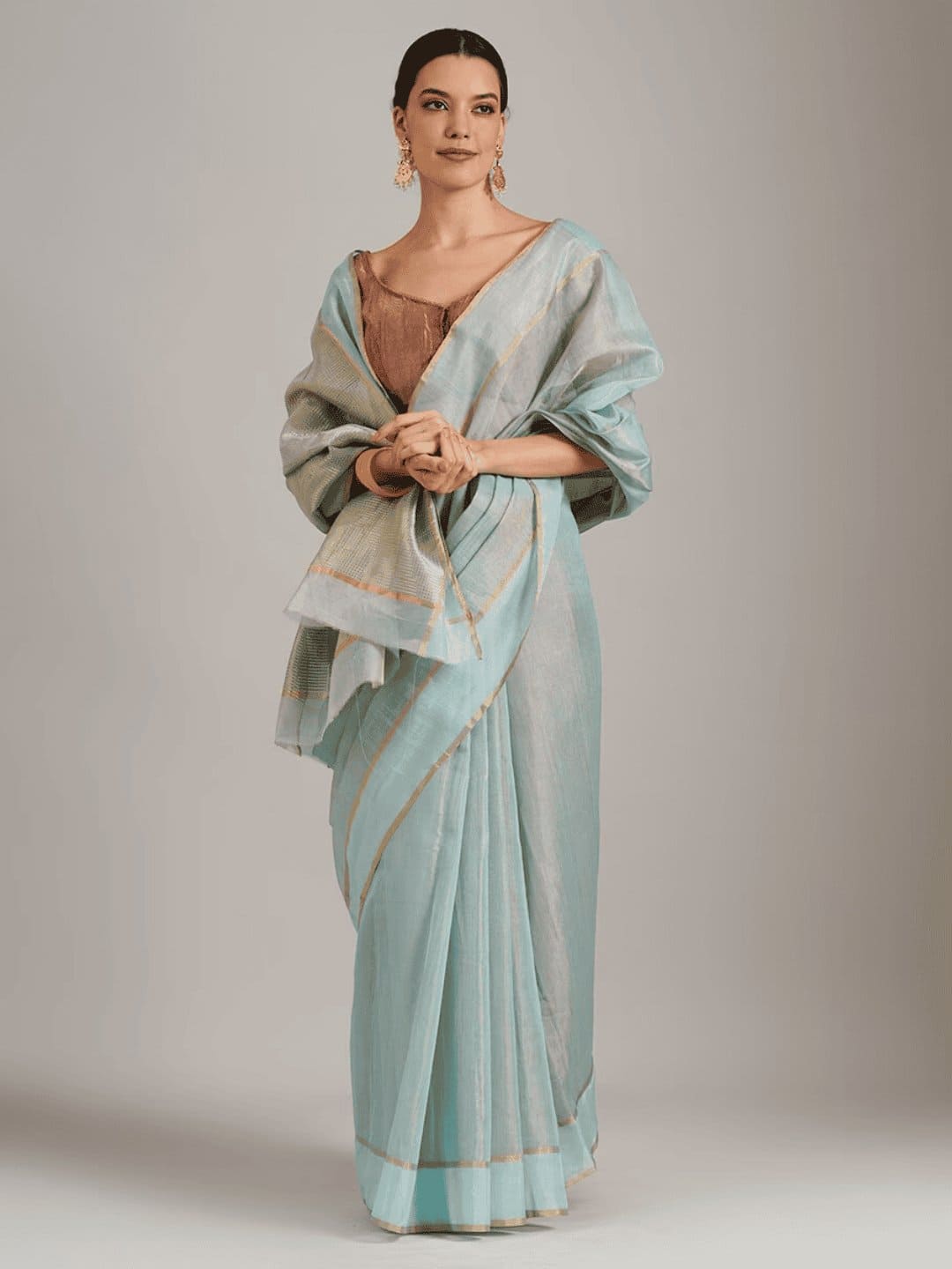 Silk Chanderi Saree - Green - Charkha TalesSilk Chanderi Saree - Green