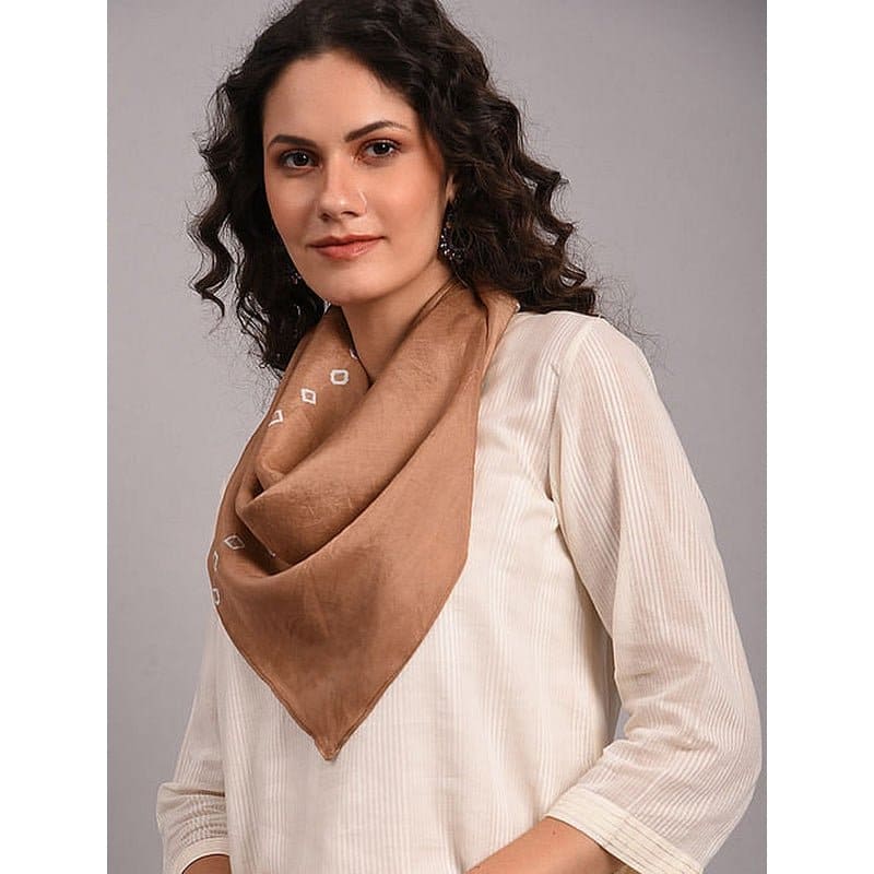 Silk Scarf - Brown - Charkha TalesSilk Scarf - Brown
