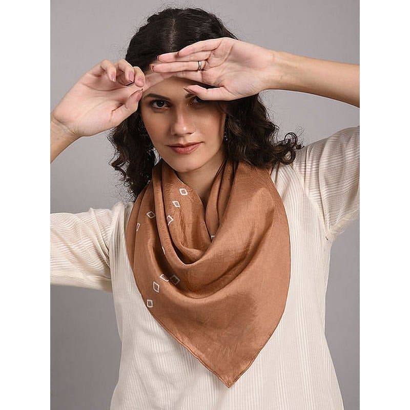 Silk Scarf - Brown - Charkha TalesSilk Scarf - Brown