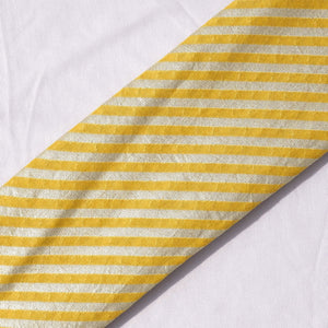 Silver Stripes Chanderi Fabric - Yellow