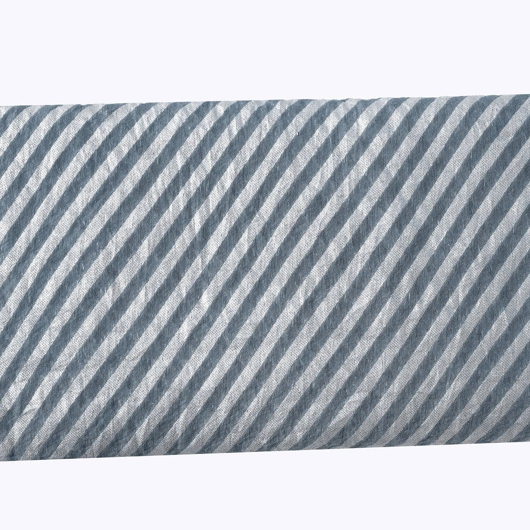 Silver Stripes Fabric - Blue - Charkha TalesSilver Stripes Fabric - Blue