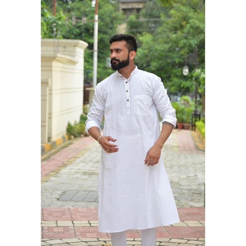 Soft Cotton Men Kurta Set - White - Charkha TalesSoft Cotton Men Kurta Set - White