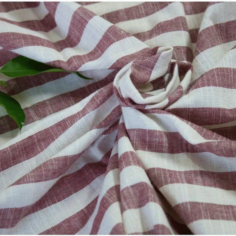 Striped Cotton Fabric - Brown - Charkha TalesStriped Cotton Fabric - Brown