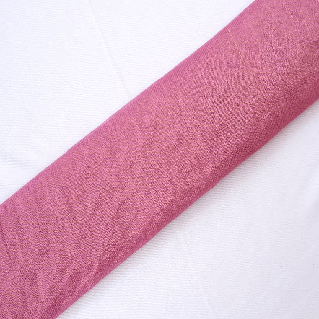 Stripes Silk Chanderi Fabric - Rani Pink - Charkha TalesStripes Silk Chanderi Fabric - Rani Pink