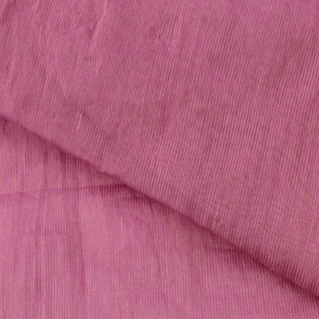 Stripes Silk Chanderi Fabric - Rani Pink - Charkha TalesStripes Silk Chanderi Fabric - Rani Pink