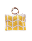 Sunshine Woven Yellow Wooden Handle Bag - Charkha TalesSunshine Woven Yellow Wooden Handle Bag