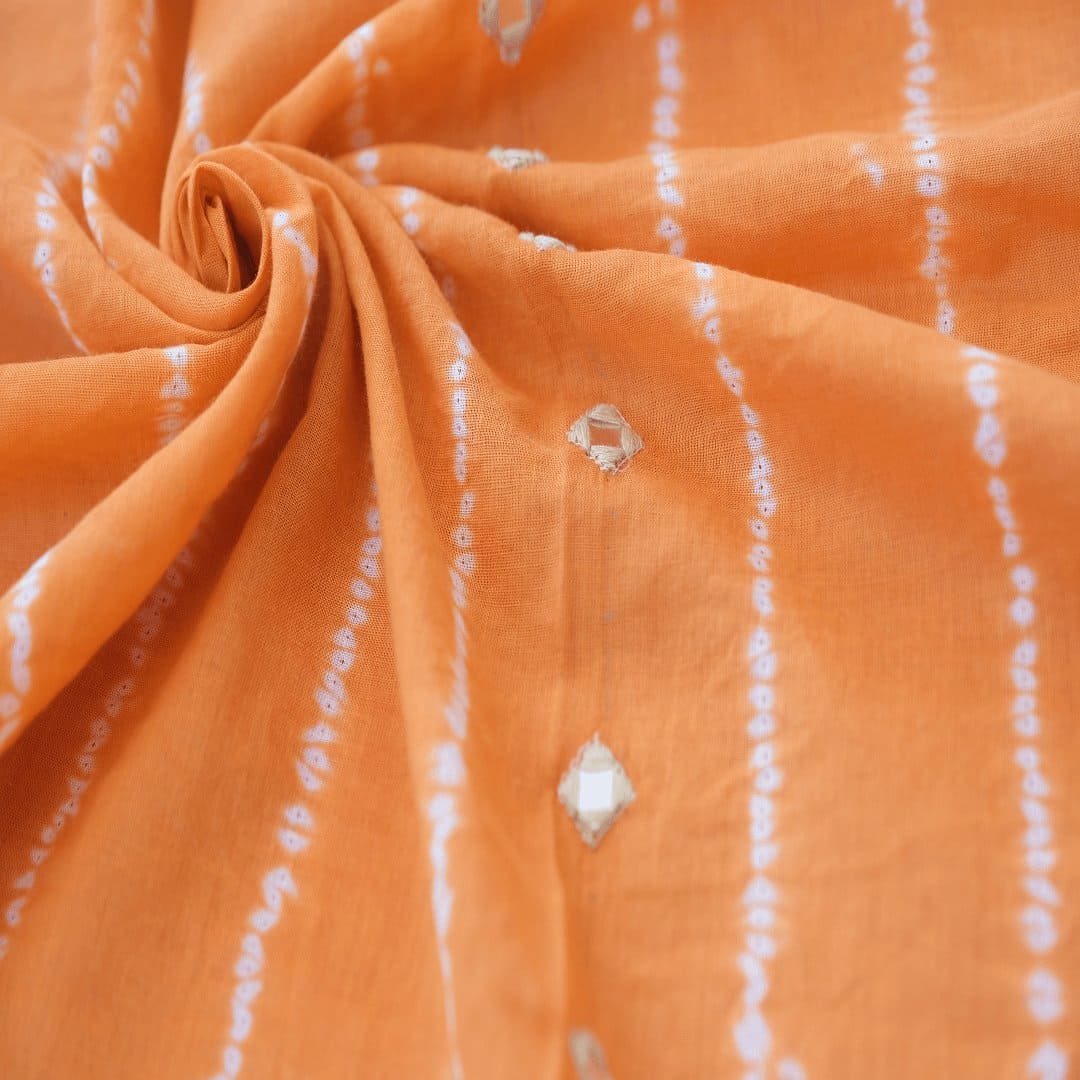 Tangerine Tie &amp; dye Fabric - Charkha TalesTangerine Tie &amp; dye Fabric