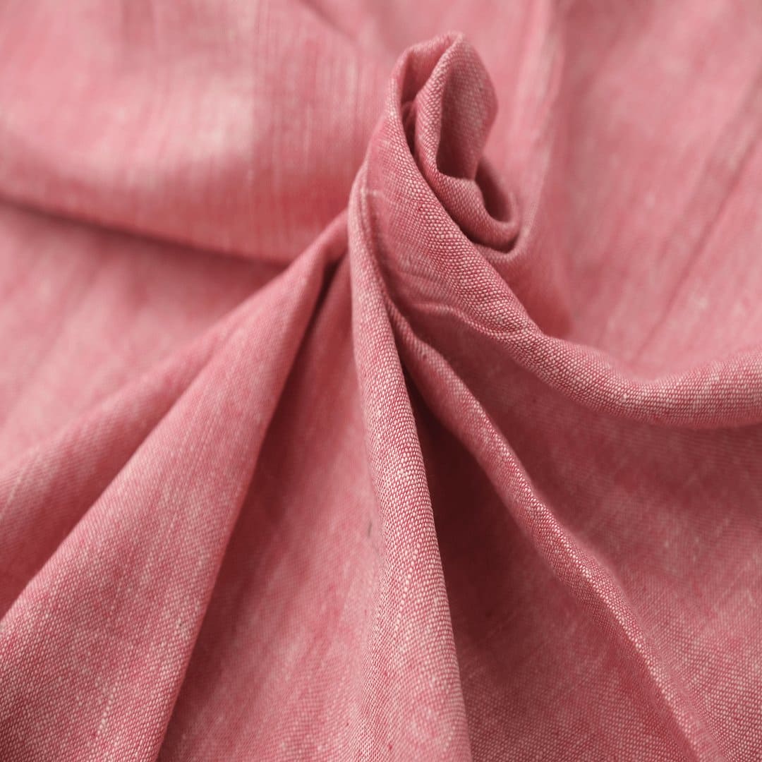 Textured Khadi Cotton Fabric - Red - Charkha TalesTextured Khadi Cotton Fabric - Red