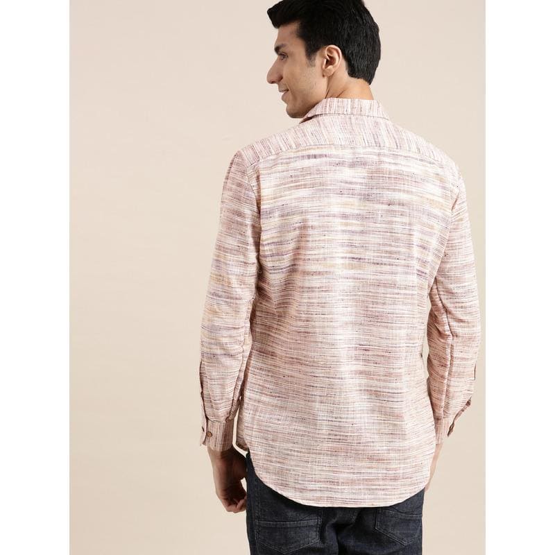 Textured Men Shirt - Brown - Charkha TalesTextured Men Shirt - Brown