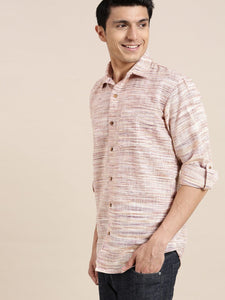 Textured Men Shirt - Brown