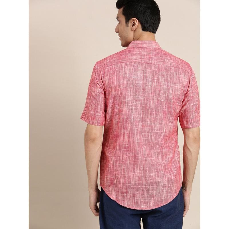 Textured Men Shirt - Red - Charkha TalesTextured Men Shirt - Red