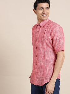 Textured Men Shirt - Red