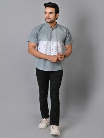Tie Dye Cotton Shirt - Grey - Charkha TalesTie Dye Cotton Shirt - Grey