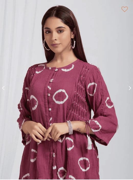 Tie & Dye Crush Cotton Co - Ord Set - Burgundy - Charkha TalesTie & Dye Crush Cotton Co - Ord Set - Burgundy