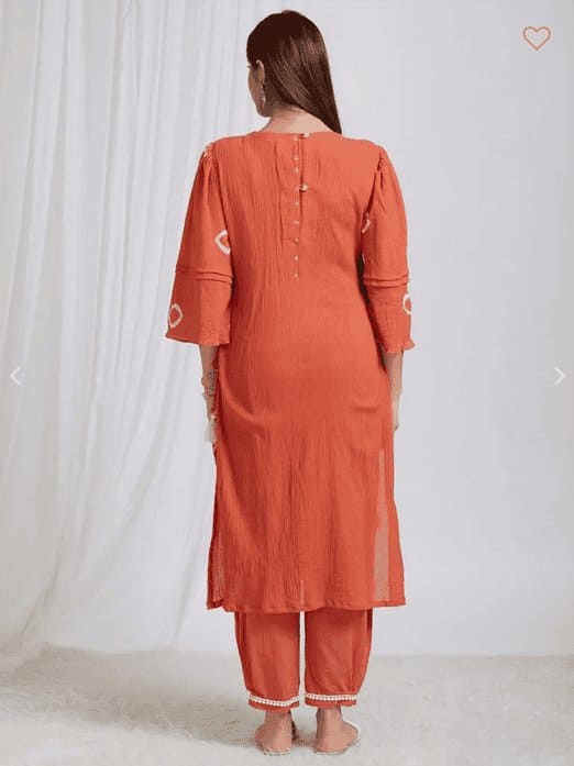 Tie & Dye Crush Cotton Kurta Set - Rust - Charkha TalesTie & Dye Crush Cotton Kurta Set - Rust