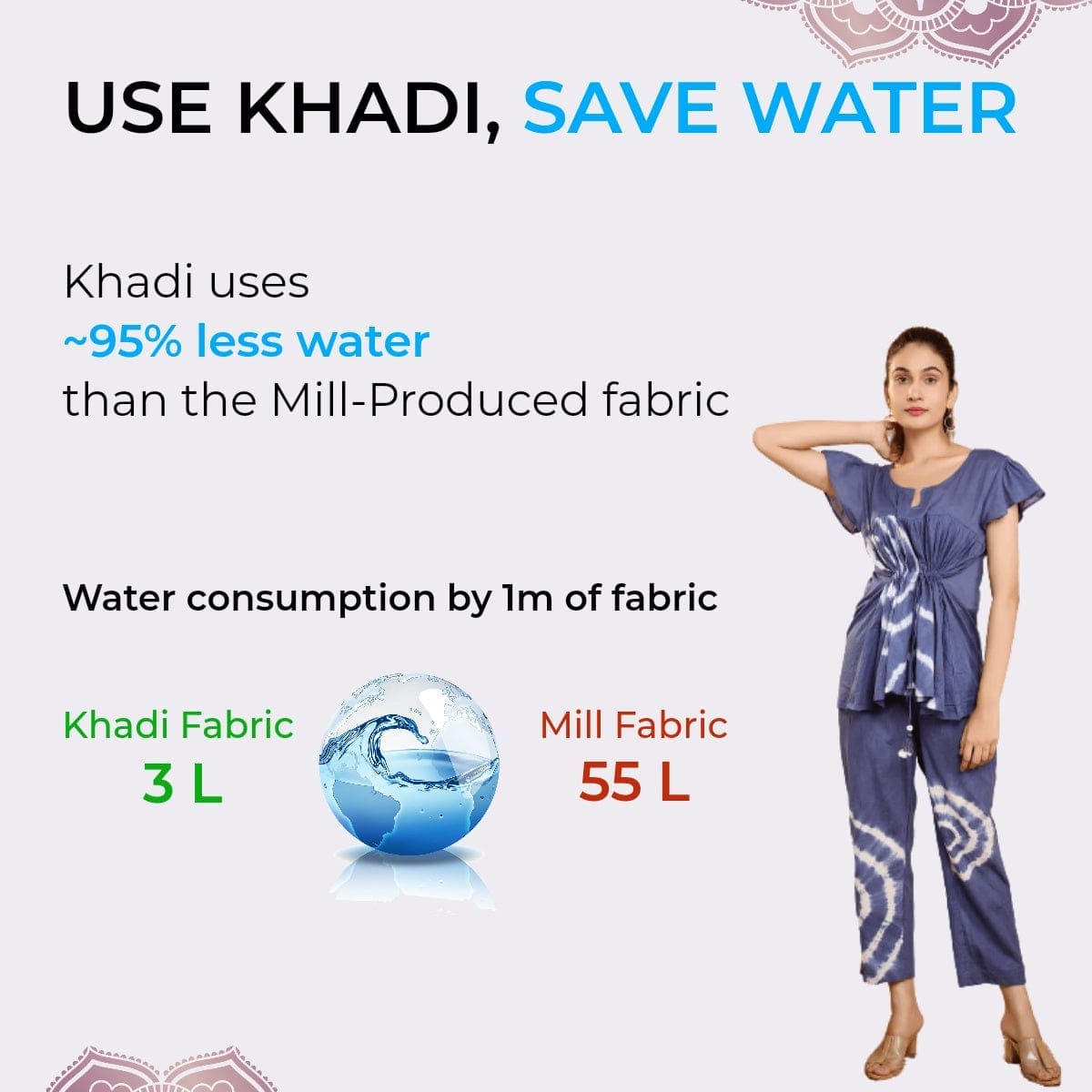 Tie Dye Flared Co - Ord Set - Blue - Charkha TalesTie Dye Flared Co - Ord Set - Blue