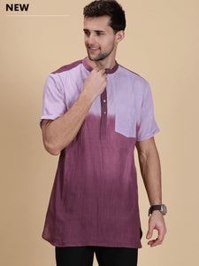 Tie Dye Men Shirt Kurta - Mauve