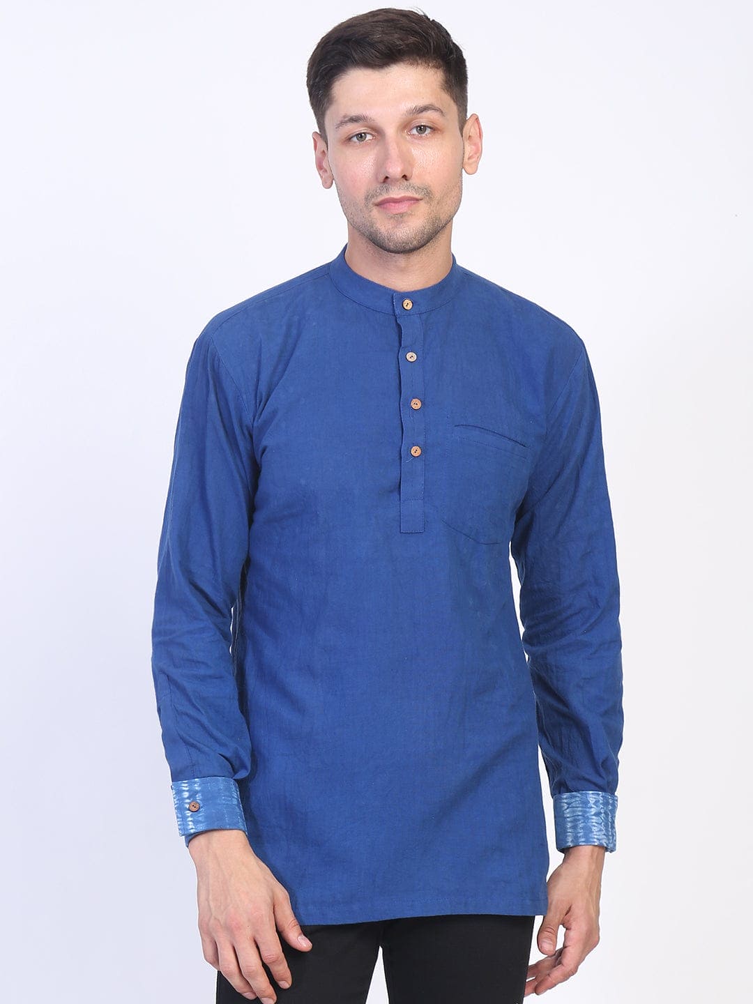Tie & Dye Men Short Kurta - Royal Blue - Charkha TalesTie & Dye Men Short Kurta - Royal Blue