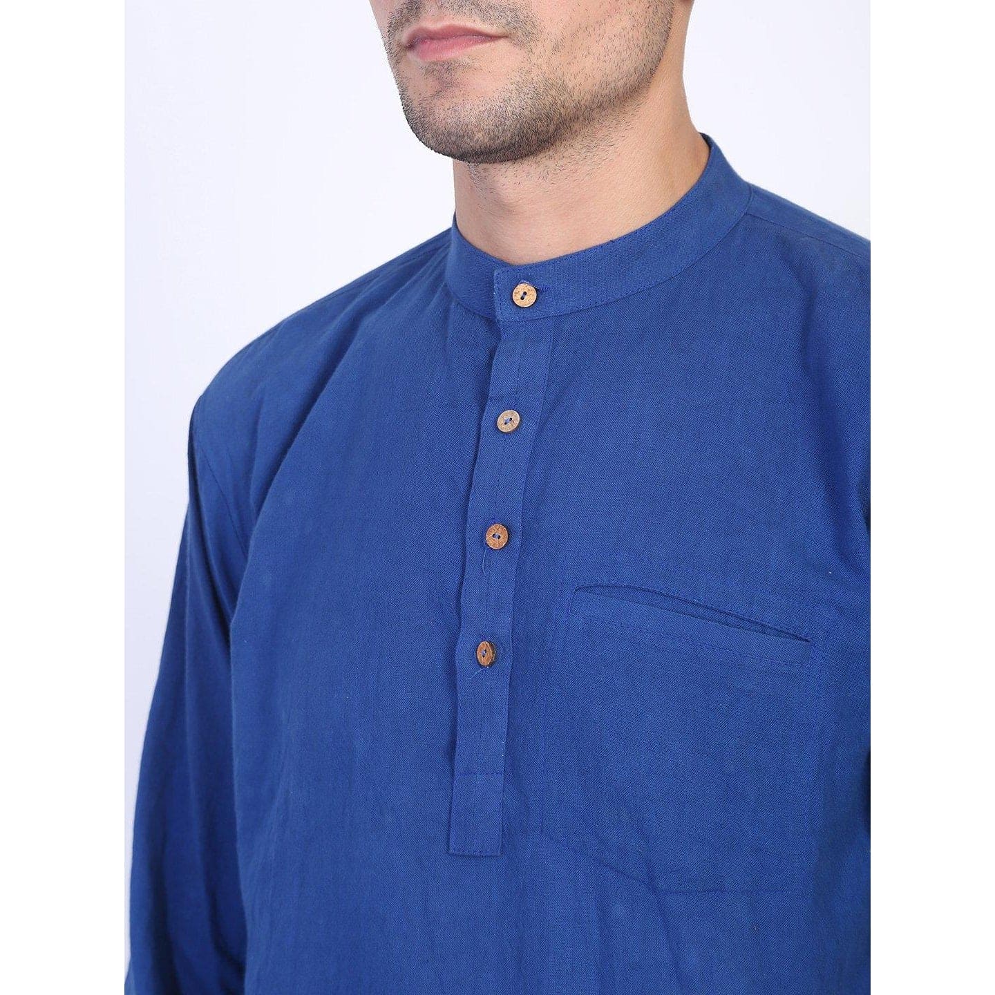 Tie & Dye Men Short Kurta - Royal Blue - Charkha TalesTie & Dye Men Short Kurta - Royal Blue