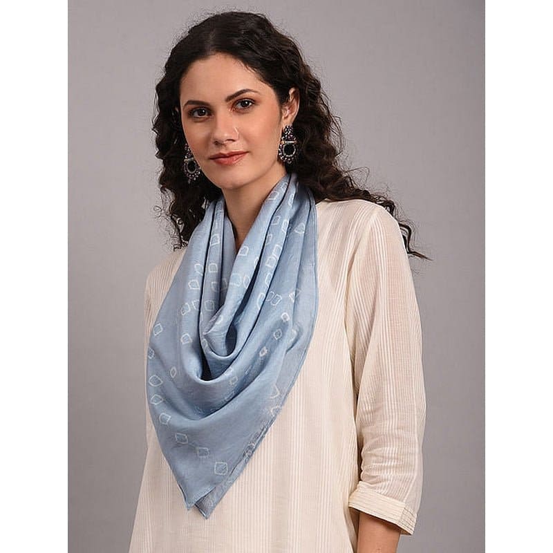 Tie Dye Silk Scarf - Grey - Charkha TalesTie Dye Silk Scarf - Grey