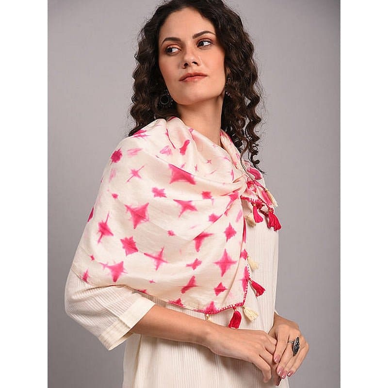 Tie Dye Silk Scarf - Pink - Charkha TalesTie Dye Silk Scarf - Pink