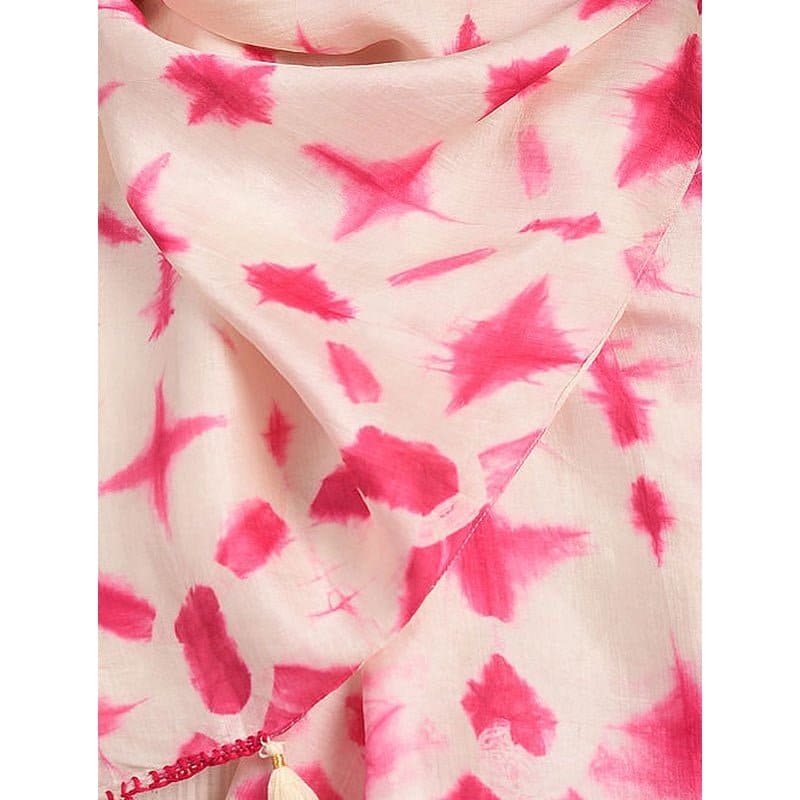 Tie Dye Silk Scarf - Pink - Charkha TalesTie Dye Silk Scarf - Pink