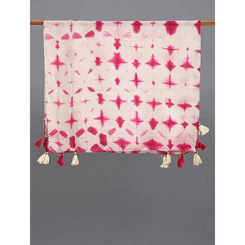 Tie Dye Silk Scarf - Pink - Charkha TalesTie Dye Silk Scarf - Pink