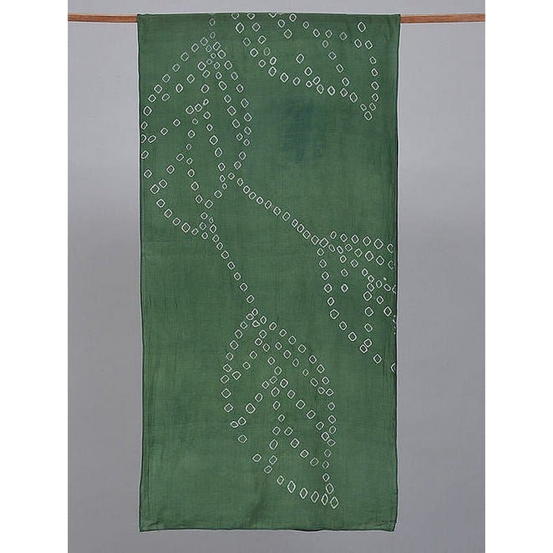 Tie Dye Silk Stole - Olive Green - Charkha TalesTie Dye Silk Stole - Olive Green