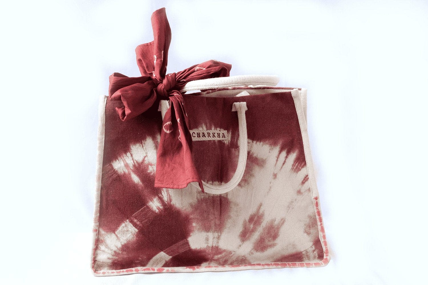 Tie Dye Tote Bag - Brown - Charkha TalesTie Dye Tote Bag - Brown
