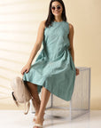 Turquoise Chikankari Cotton Dress - Charkha TalesTurquoise Chikankari Cotton Dress