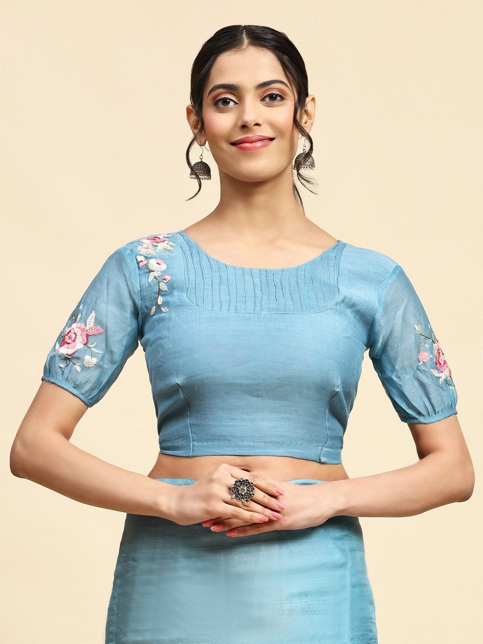 Tussar Silk Saree - Ocean Blue & Mustured - Charkha TalesTussar Silk Saree - Ocean Blue & Mustured