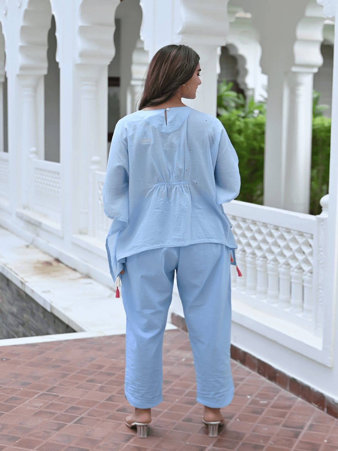 Utsav Chikankari Co - Ordinate Set - Sky Blue - Charkha TalesUtsav Chikankari Co - Ordinate Set - Sky Blue