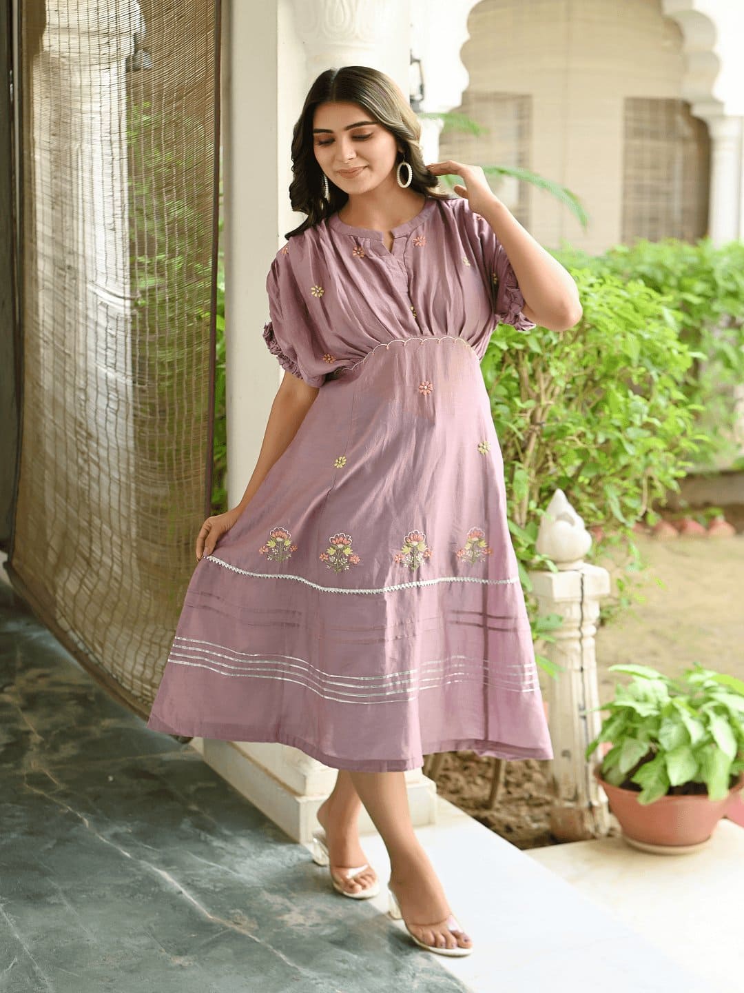 Utsav Chikankari Dress - Light Purple - Charkha TalesUtsav Chikankari Dress - Light Purple