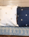 White & Blue Gota Cushions Cover - Charkha TalesWhite & Blue Gota Cushions Cover
