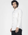 White Cotton Men Shirt - Charkha TalesWhite Cotton Men Shirt