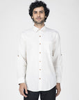 White Cotton Men Shirt - Charkha TalesWhite Cotton Men Shirt