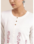 White Embroidered Dress - Charkha TalesWhite Embroidered Dress