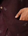 Wine Khadi Cotton Nehru Jacket - Charkha TalesWine Khadi Cotton Nehru Jacket