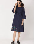 Women Blue Crochet Dress - Charkha TalesWomen Blue Crochet Dress