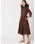 Women Brown Boho Dress - Charkha TalesWomen Brown Boho Dress