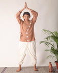 Women brown Style Yoga Top Set - Charkha TalesWomen brown Style Yoga Top Set