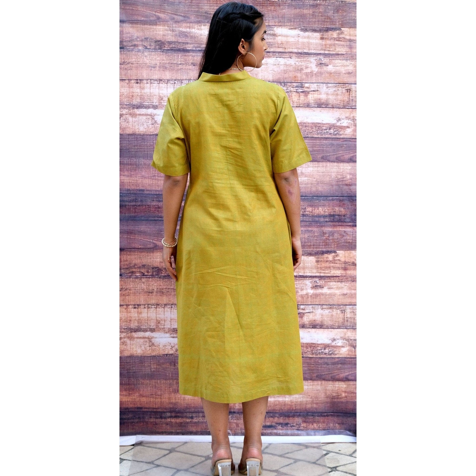 Women Chikankari Cotton Dress - Green - Charkha TalesWomen Chikankari Cotton Dress - Green